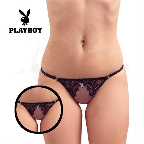 Tanga negra con lila Playboy premium